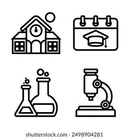 4 Back to School Vector Outline Icon Pack and Element