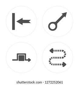 4 Back, Square, Drag, Curved arrow modern icons on round shapes, vector illustration, eps10, trendy icon set.