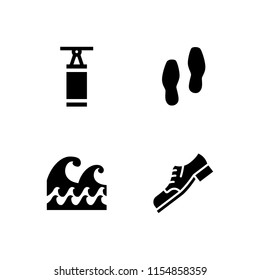 4 bag icons in vector set. boxing bag, shoe, shoes and ocean illustration for web and graphic design