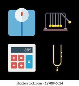 4 balance icons with tuning fork and newtons cradle in this set