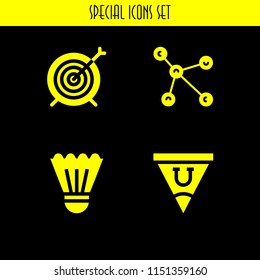 4 ball icons in vector set. badminton, atom and sports and competition illustration for web and graphic design