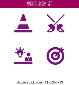 4 ball icons in vector set. idea, goal, sports and competition and cone illustration for web and graphic design