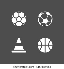4 ball icons in vector set. soccer, cone and basketball illustration for web and graphic design