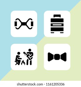4 band icons in vector set. baggage, bow tie, guitar and chest expander illustration for web and graphic design