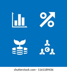 4 banking icons in vector set. investment, euro, interest and diagram illustration for web and graphic design