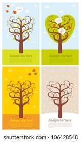 4 banners with seasons. Vector illustration.