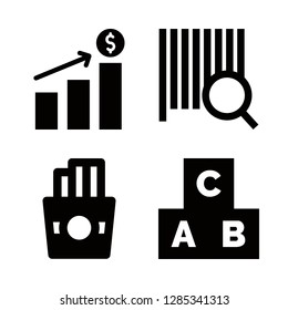 4 bar icons with french fries and bars code search in this set