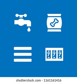4 bar icons in vector set. slot machine, tap, menu and snack illustration for web and graphic design