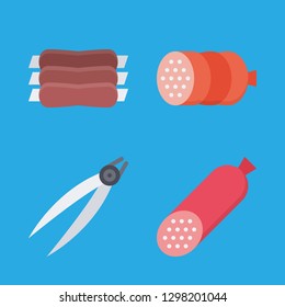 4 barbecue icons with sausage and ribs in this set