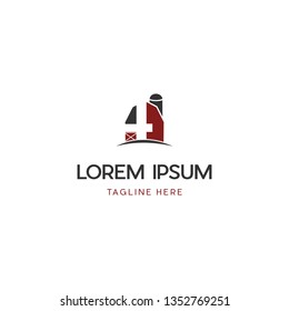 4 Barn Building Farming Creative Logo Design