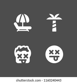 4 beach icons in vector set. palm tree, dead and hammock illustration for web and graphic design
