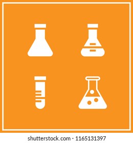 4 beaker vector icon set with flask and test tube icons for mobile and web