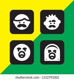 4 beard icons in vector set. manly, yawning and hipster illustration for web and graphic design