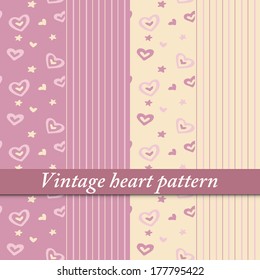 4 Beautiful pastel seamless patterns, tiling. Endless vector texture can use for wallpaper, pattern fills, web page background, texture, wrapping paper. Monochrome geometric ornaments complementary 