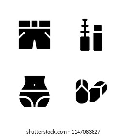 4 beauty icon set with flip flops, makeup and bellybutton vector illustration for graphic design and web