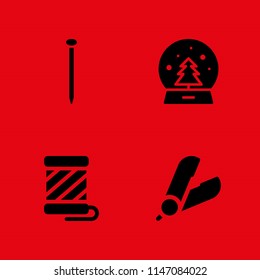 4 beauty icon set with thread, nail and hair salon vector illustration for graphic design and web