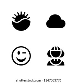 4 beauty icon set with wink, cloud and sunset vector illustration for graphic design and web