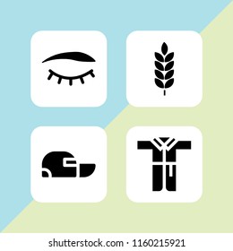 4 beauty icons in vector set. branch, cap, bathrobe and eye illustration for web and graphic design
