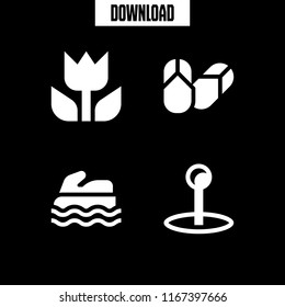 4 beauty vector icon set with macro, sea scooter, flip flops and pin icons for mobile and web