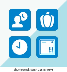 4 bell icons in vector set. intercom, clock and pepper illustration for web and graphic design