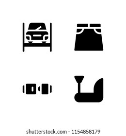 4 belt icons in vector set. safety seat, construction and tools and skirt illustration for web and graphic design