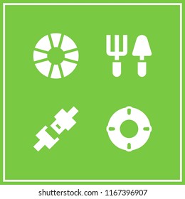 4 belt vector icon set with seatbelt, life preserver and tools icons for mobile and web