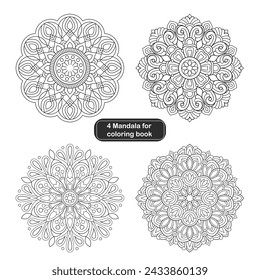 4 Beste Qualität Einfaches Mandala-Design für Malbuch  