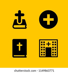 4 bible icons in vector set. christ, catholic and cross illustration for web and graphic design