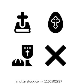 4 bible icons in vector set. last supper, cross and holy illustration for web and graphic design
