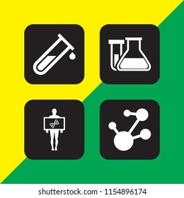 4 biochemistry icons in vector set. dna, chemical bond, test tube and flask illustration for web and graphic design