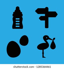 4 bird icons with stork and pointer in this set