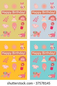 4 birthday cards. vector