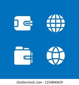 4 bitcoin icons in vector set. wallet and global illustration for web and graphic design