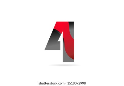 4 black grey red number for company logo icon design. Suitable for a brand or business as logotype