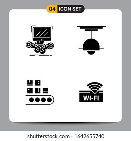 4 Black Icon Pack Glyph Symbols Signs for Responsive designs on white background. 4 Icons Set.