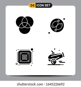 4 Black Icon Pack Glyph Symbols Signs for Responsive designs on white background. 4 Icons Set.