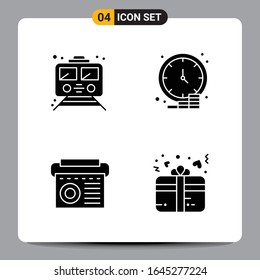 4 Black Icon Pack Glyph Symbols Signs for Responsive designs on white background. 4 Icons Set.
