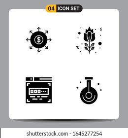 4 Black Icon Pack Glyph Symbols Signs for Responsive designs on white background. 4 Icons Set.