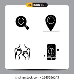 4 Símbolos de glifo de icono negro Señales para diseños de fondo blanco. Juego de 4 iconos.