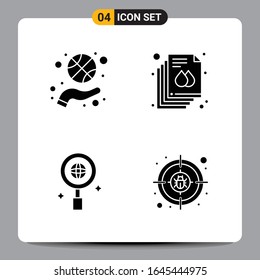 4 Black Icon Pack Glyph Symbols Signs for Responsive designs on white background. 4 Icons Set.