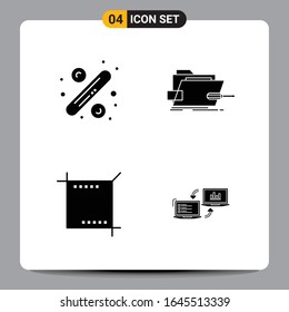 4 Black Icon Pack Glyph Symbols Signs for Responsive designs on white background. 4 Icons Set.