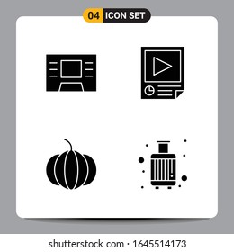 4 Símbolos de glifo de icono negro Señales para diseños de fondo blanco. Juego de 4 iconos.