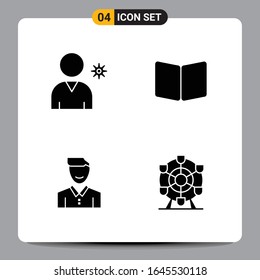4 Símbolos de glifo de icono negro Señales para diseños de fondo blanco. Juego de 4 iconos.