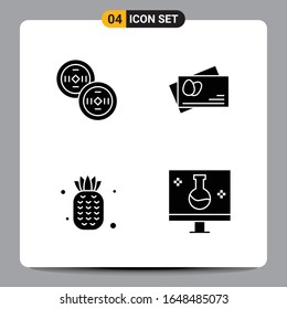 4 Black Icon Pack Glyph Symbols Signs for Responsive designs on white background. 4 Icons Set.