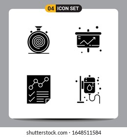 4 Símbolos de glifo de icono negro Señales para diseños de fondo blanco. Juego de 4 iconos.