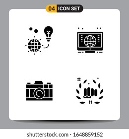 4 Símbolos de glifo de icono negro Señales para diseños de fondo blanco. Juego de 4 iconos.