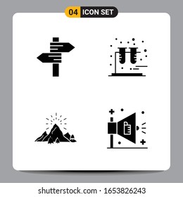 4 Símbolos de glifo de icono negro Señales para diseños de fondo blanco. Juego de 4 iconos.