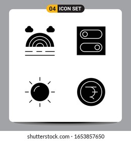 4 Black Icon Pack Glyph Symbols Signs for Responsive designs on white background. 4 Icons Set.