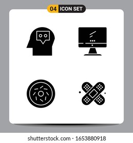 4 Símbolos de glifo de icono negro Señales para diseños de fondo blanco. Juego de 4 iconos.