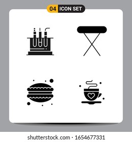 4 Símbolos de glifo de icono negro Señales para diseños de fondo blanco. Juego de 4 iconos.